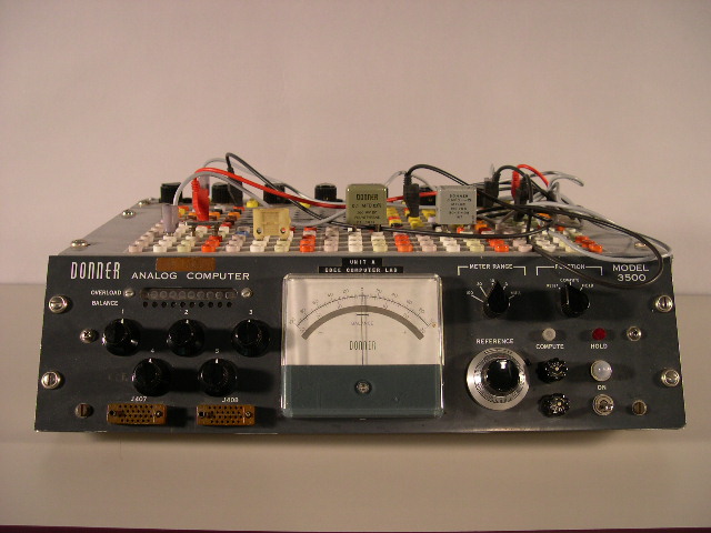  image of Front view of the Donner 3500 analog computer.  This rare analog computer was designed for engineers and teachers. 