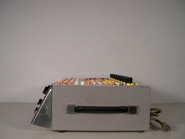  image of Right side view of the Donner 3500 analog computer -- patchcords have been removed. 