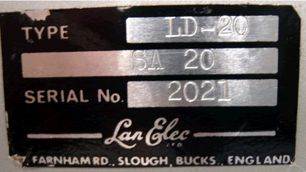  image of Serial for the LD-20. 