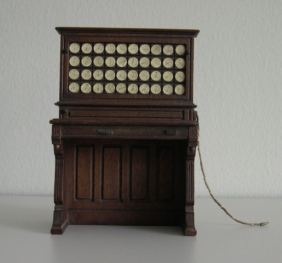 View of Herman Hollerith Electric Tabulating Machine salesman's model from the front.
