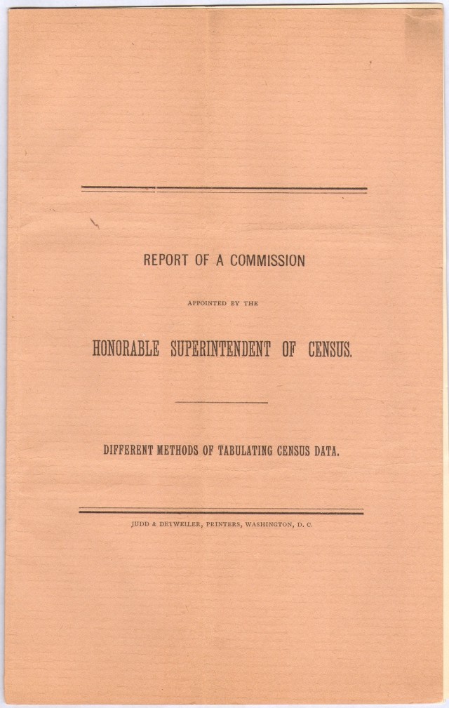 Cover of the Report to the Superintendent of the Census.